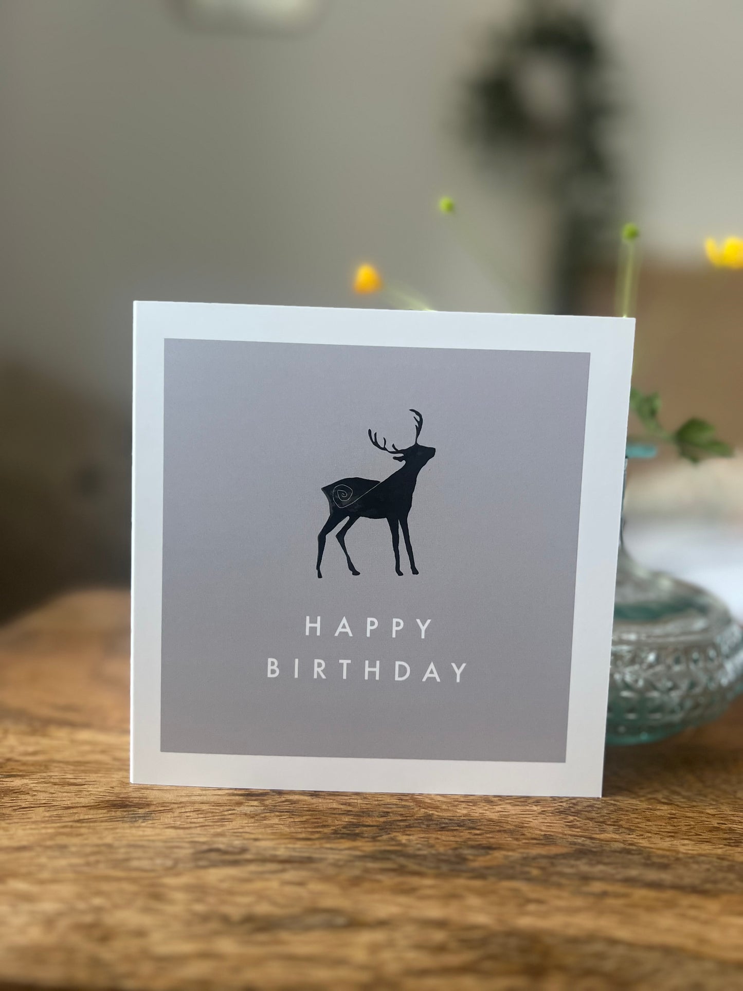 Deer Happy Birthday greeting card minimalist neutral