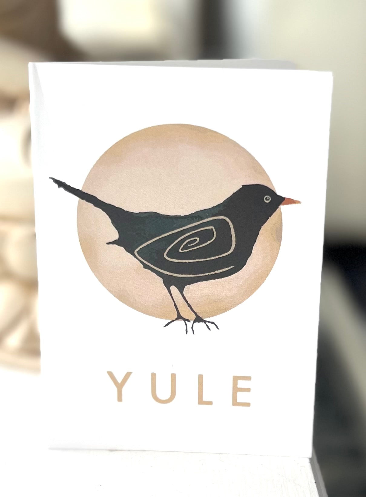 A7 Black bird Yule Card with Spiral