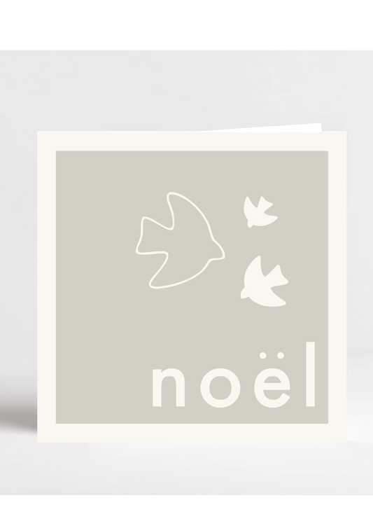 A Minimalist Neutral Noël and birds greeting card