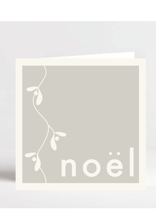 A Minimalist Neutral Noël and Mistletoe greeting card