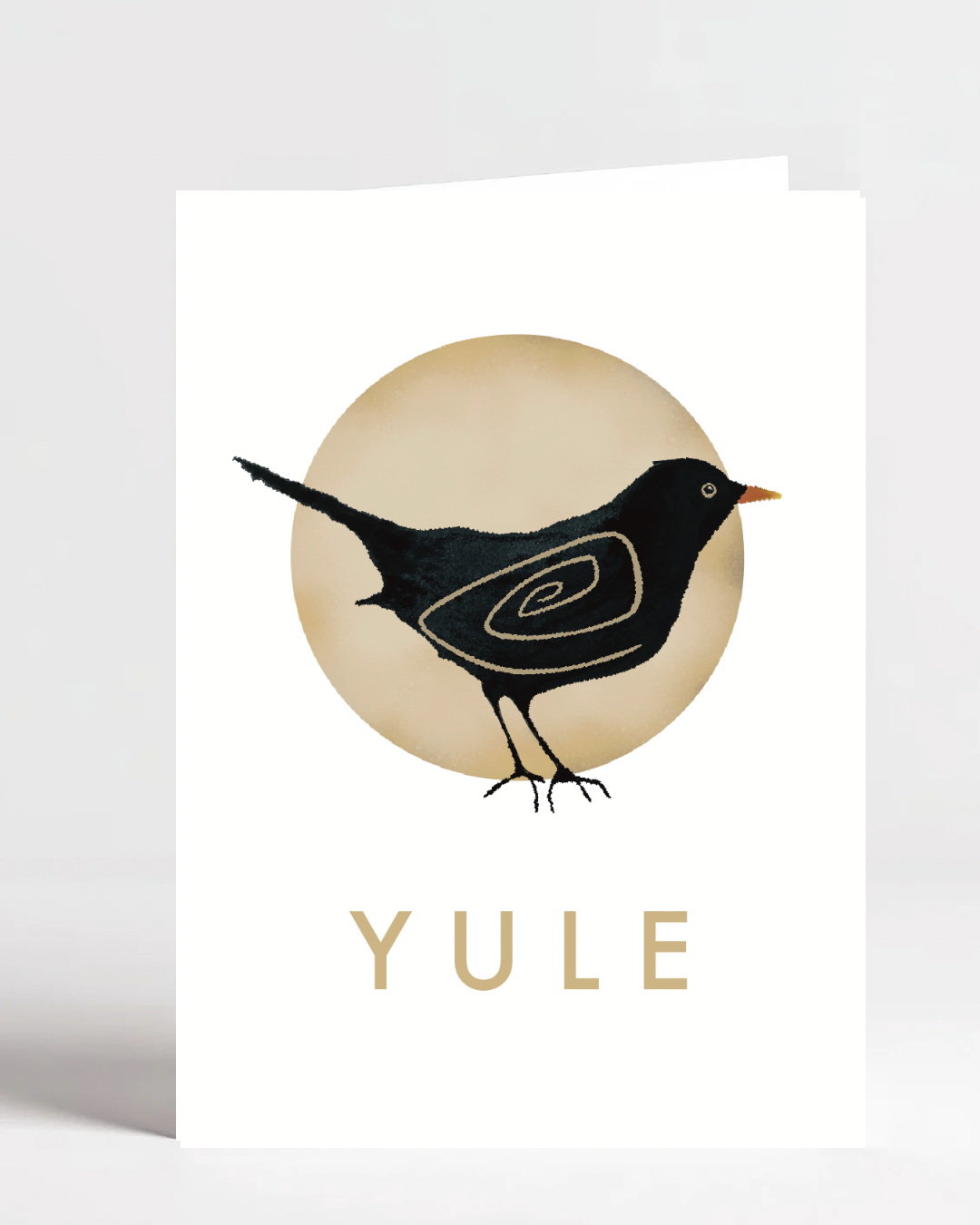A7 Black bird Yule Card with Spiral