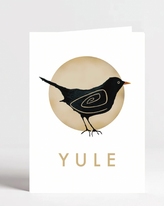 A7 Black bird Yule Card with Spiral