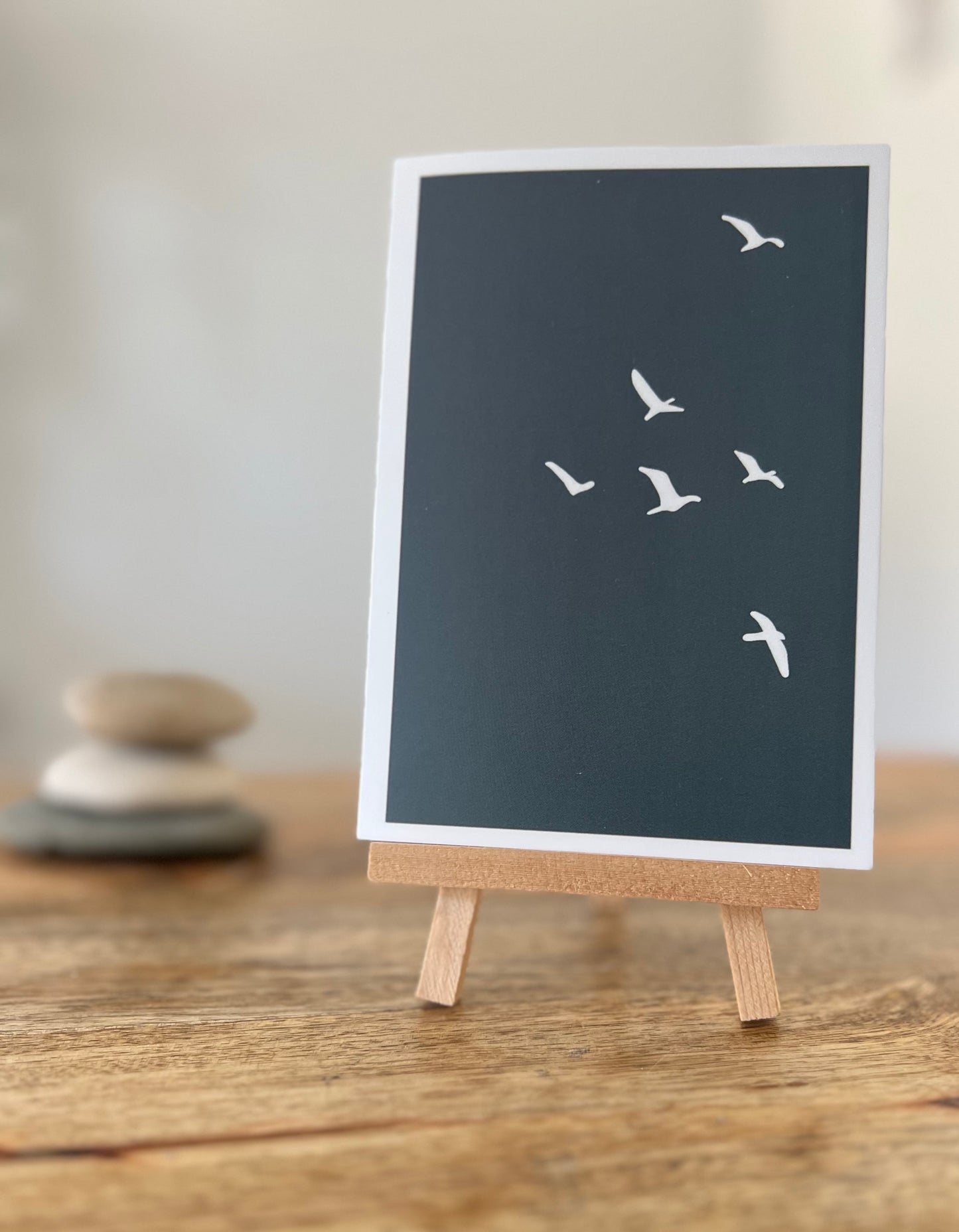 Flying birds blue background greeting card blank thinking of you sympathy miss you setting goal new beginnings