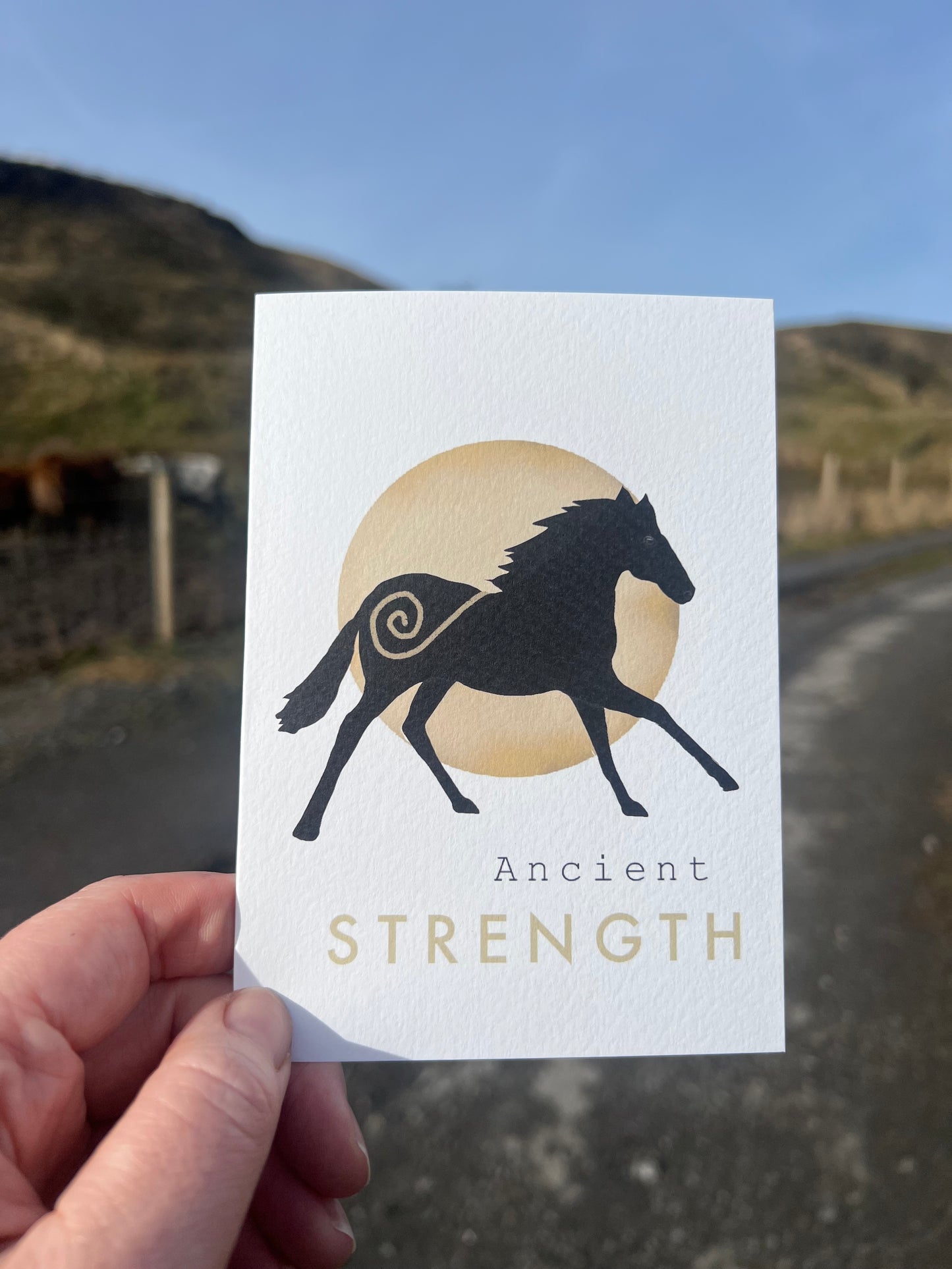 Horse  'Ancient strength' - inner fire folklore greeting card empower new beginnings goals | Vegan FSC-certified blank card
