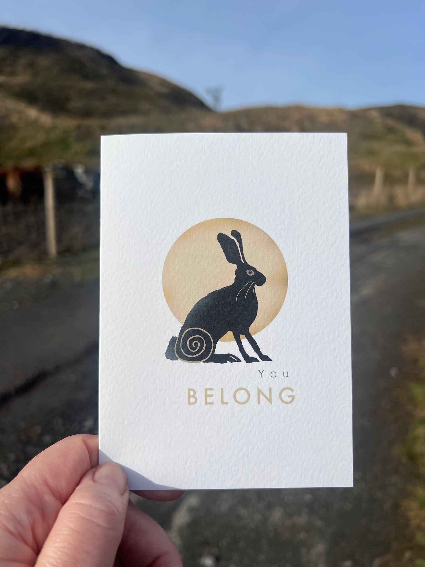 'You Belong' - Hare countryside wisdom greeting card message reassure kin tribe friendship group  | Vegan FSC-certified blank card