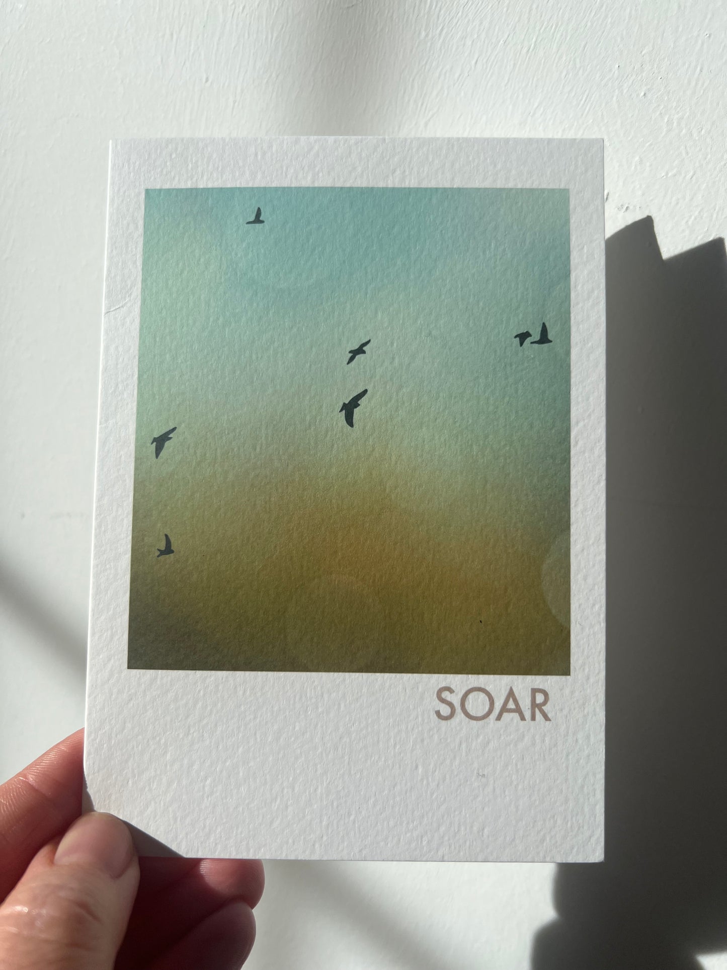 'Soar' | flying birds in sky nature freedom encouragement art greeting card | Vegan FSC-certified blank card