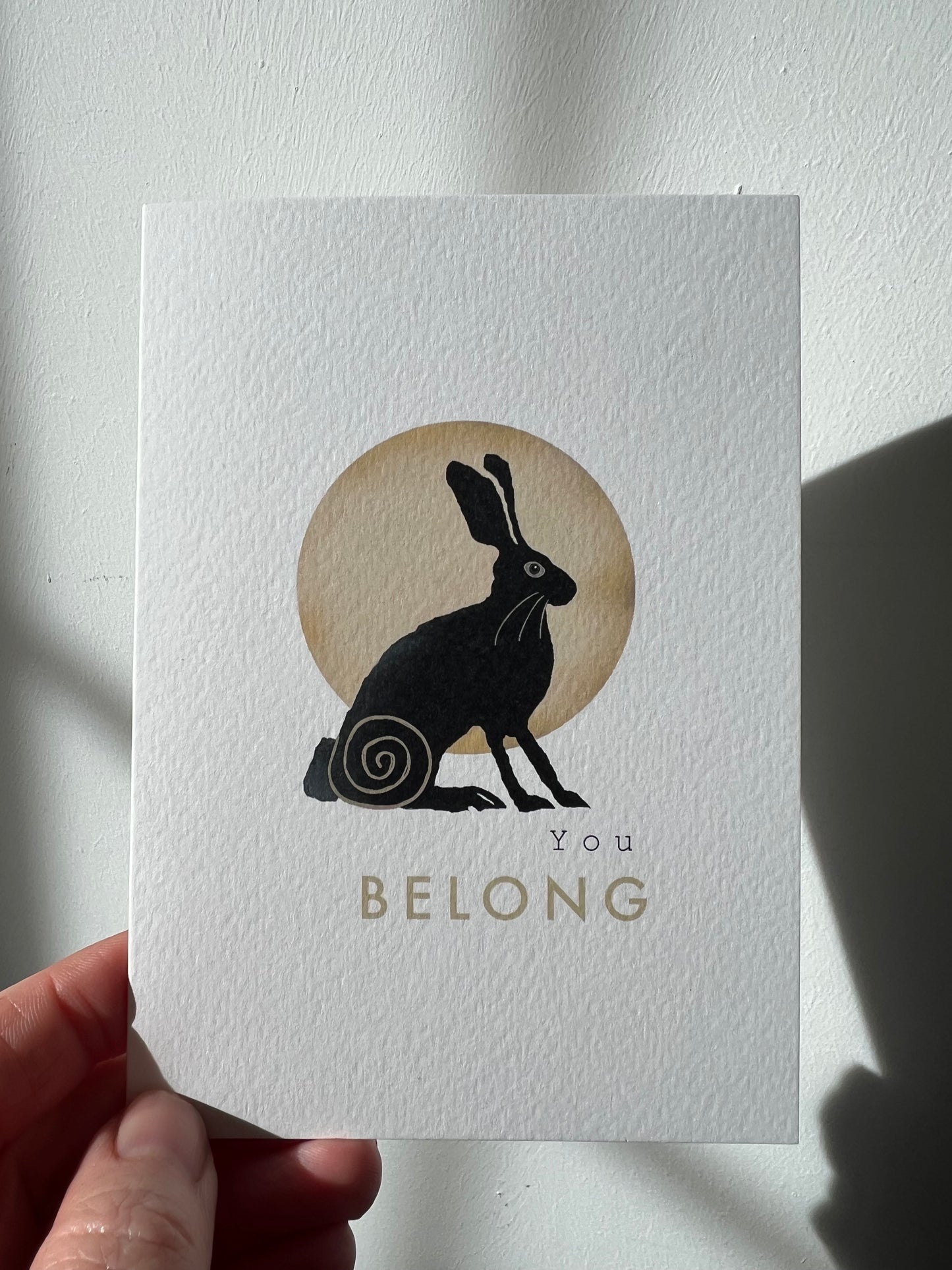 'You Belong' - Hare countryside wisdom greeting card message reassure kin tribe friendship group  | Vegan FSC-certified blank card