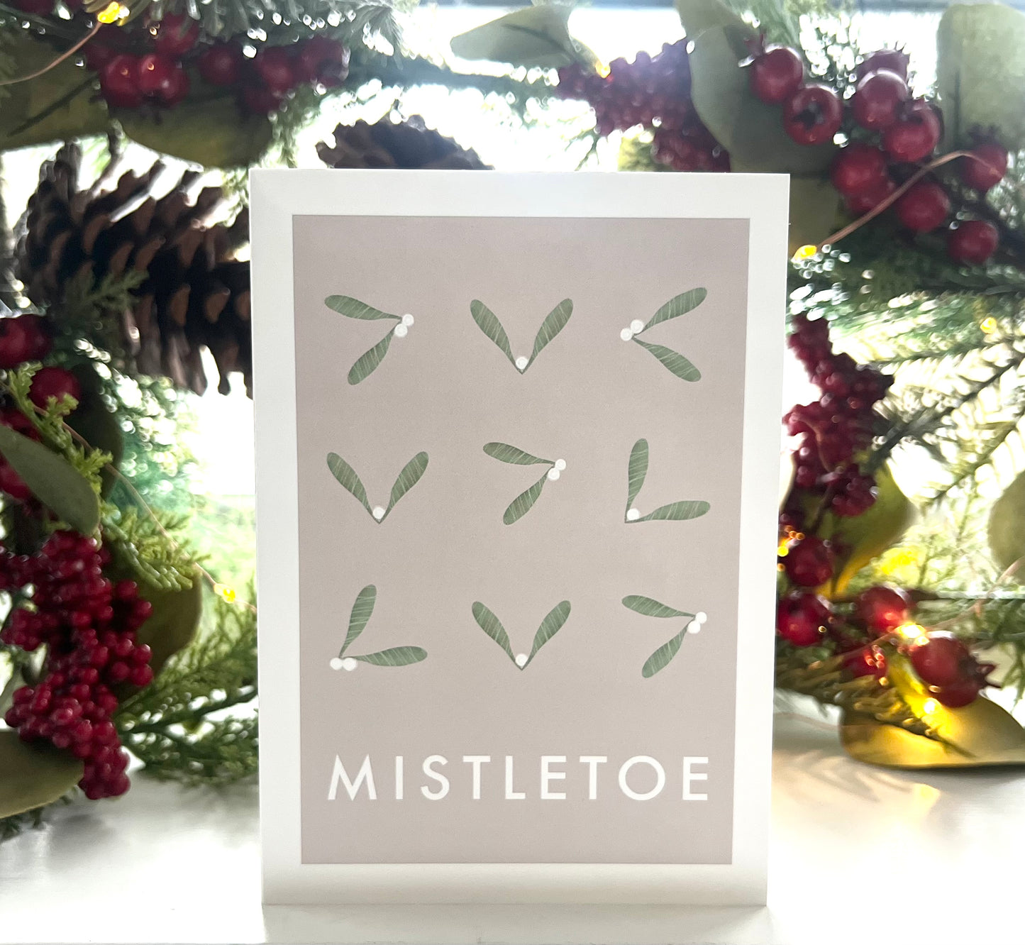 Mistletoe Pattern Christmas Card