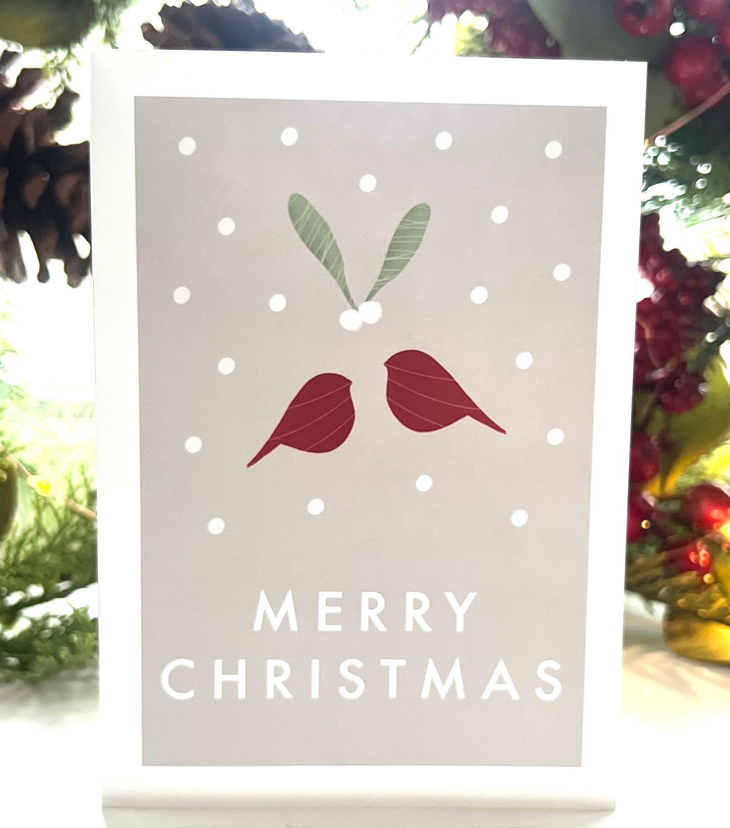 Robin and Mistletoe Couple Christmas Card