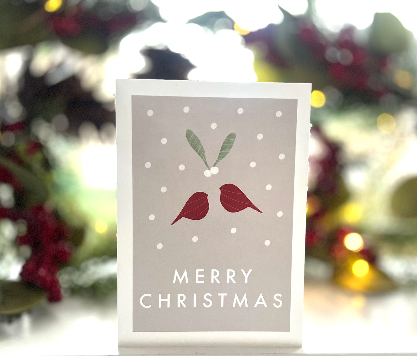 Robin and Mistletoe Couple Christmas Card