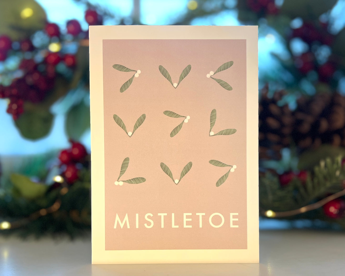 Mistletoe Pattern Christmas Card