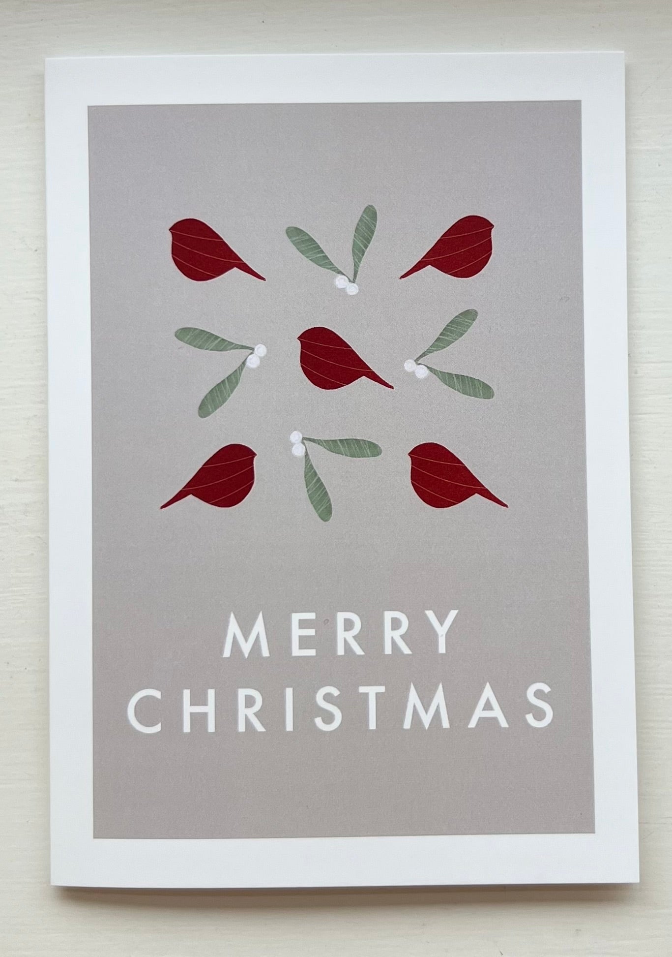 Robin and Mistletoe Pattern Christmas Card