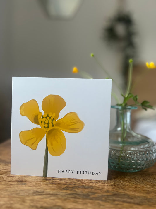 Birthday card with large buttercup