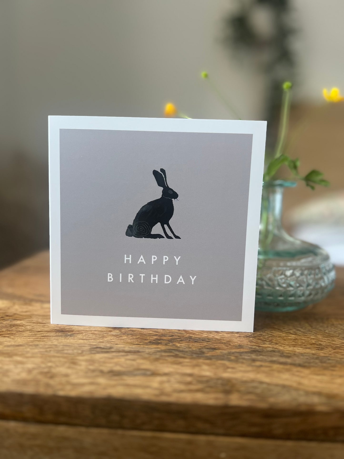 Hare Happy Birthday greeting card minimalist neutral
