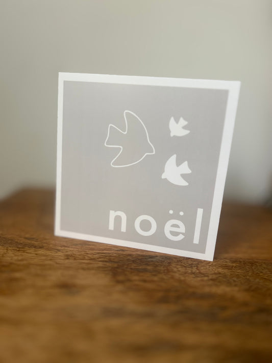 A Minimalist Neutral Noël and birds greeting card