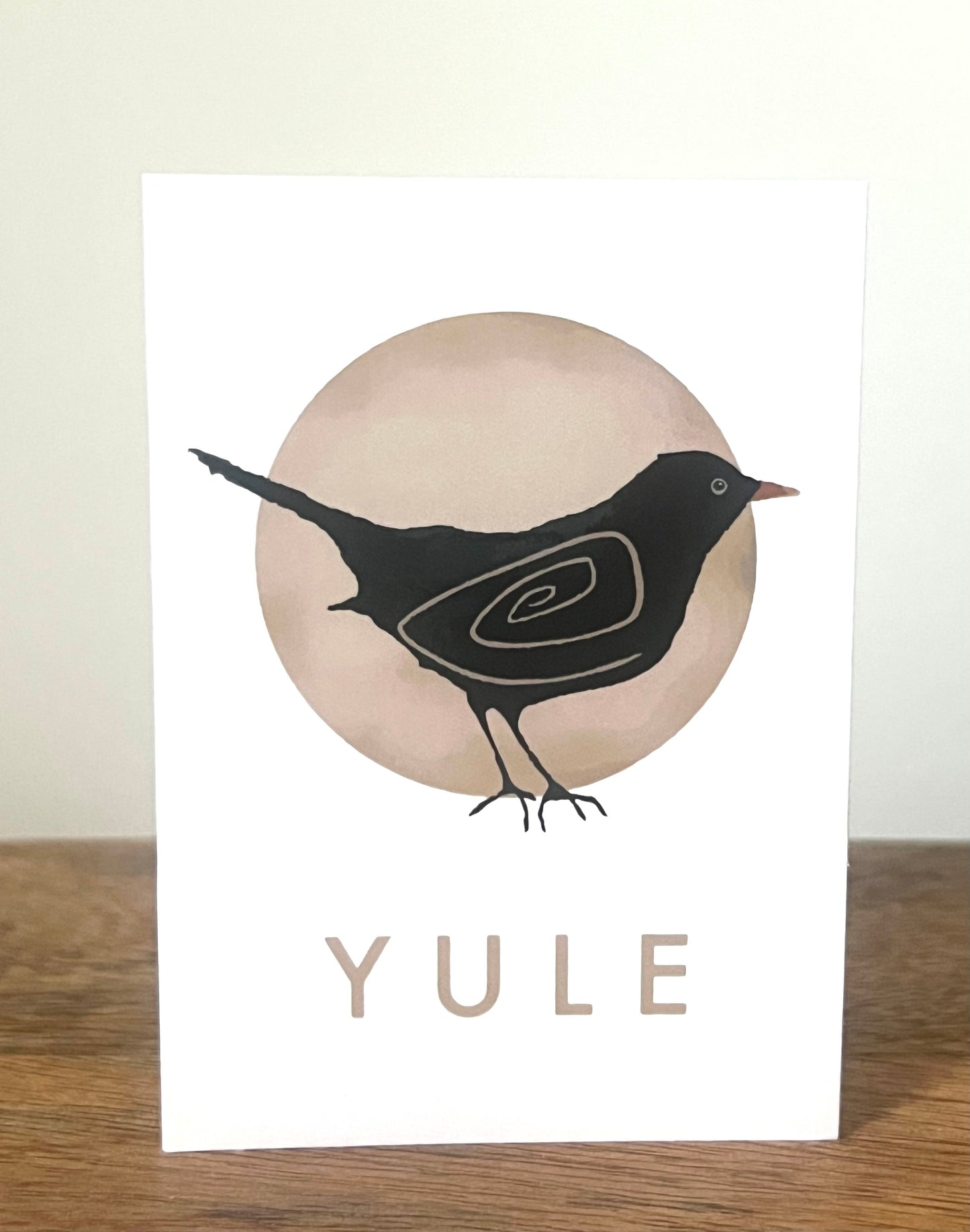 A7 Black bird Yule Card with Spiral
