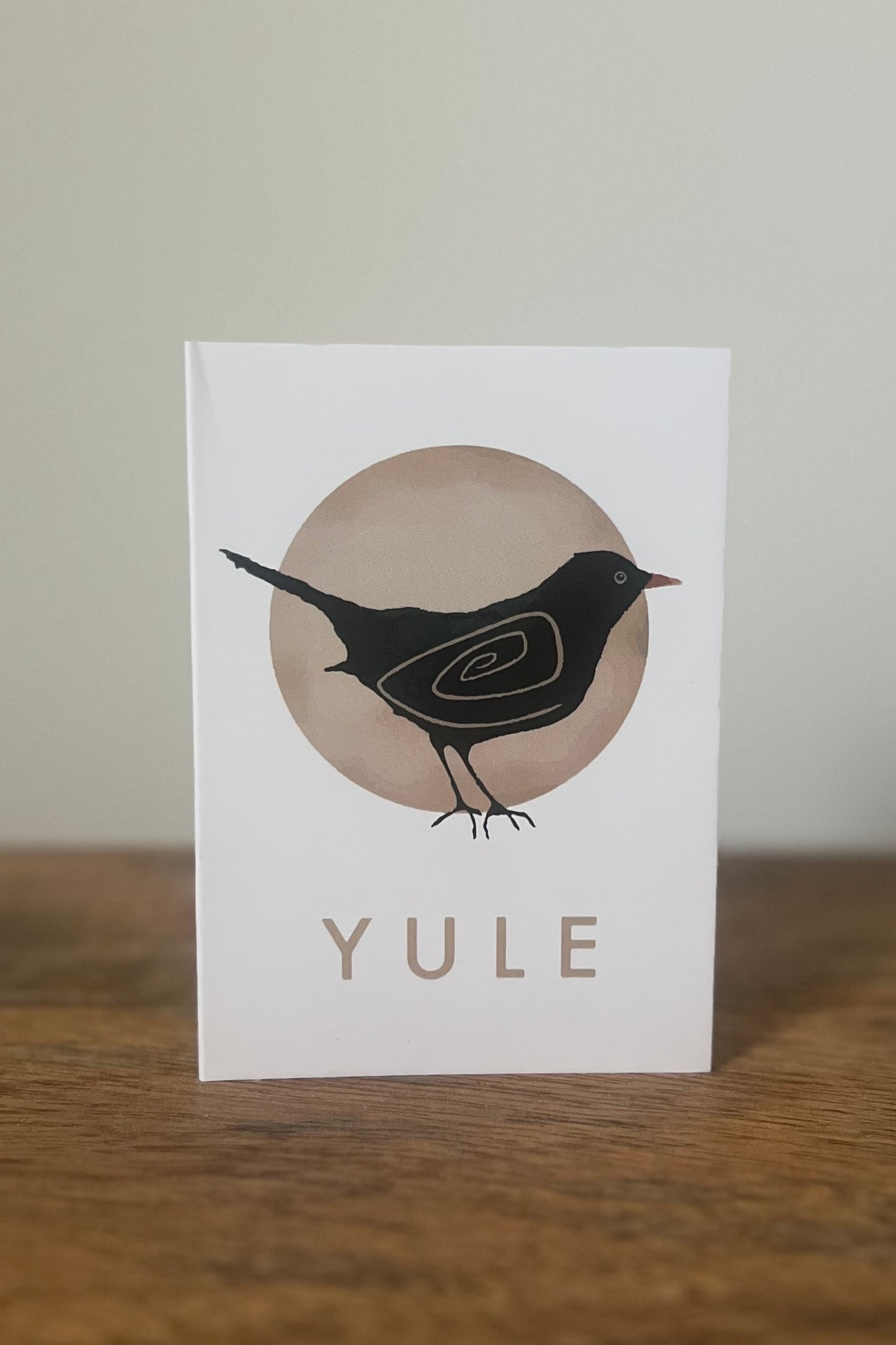 A7 Black bird Yule Card with Spiral